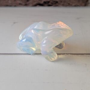 Hand Carved Genuine Opal Frog Figurine